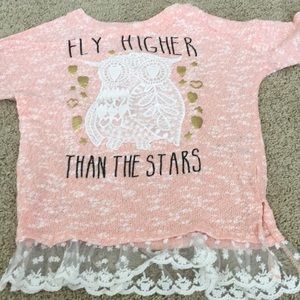 Slogan shirt full sleeves coral color